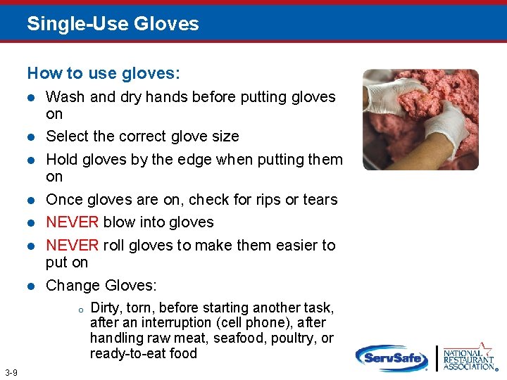 Single-Use Gloves How to use gloves: l l l l Wash and dry hands