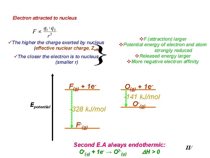 Electron attracted to nucleus üThe higher the charge exerted by nucleus (effective nuclear charge,