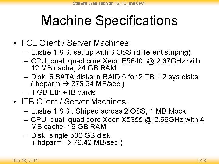 Fc File Size Example Storage Evaluation on FG FC and GPCF Overview