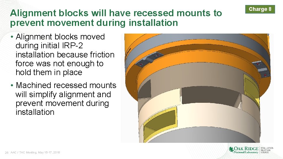 Alignment blocks will have recessed mounts to prevent movement during installation • Alignment blocks