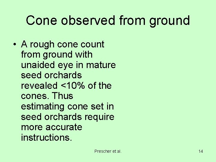 Cone observed from ground • A rough cone count from ground with unaided eye