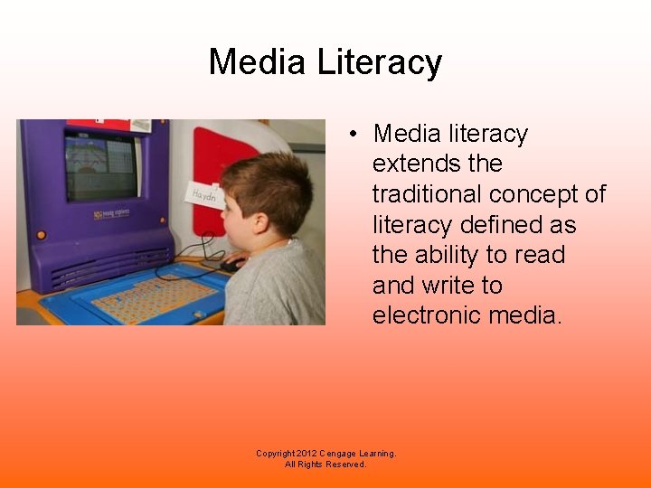 Media Literacy • Media literacy extends the traditional concept of literacy defined as the