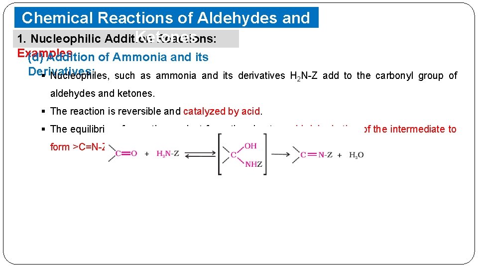 Chemical Reactions of Aldehydes and Ketones 1. Nucleophilic Addition Reactions: Examples (d) Addition of