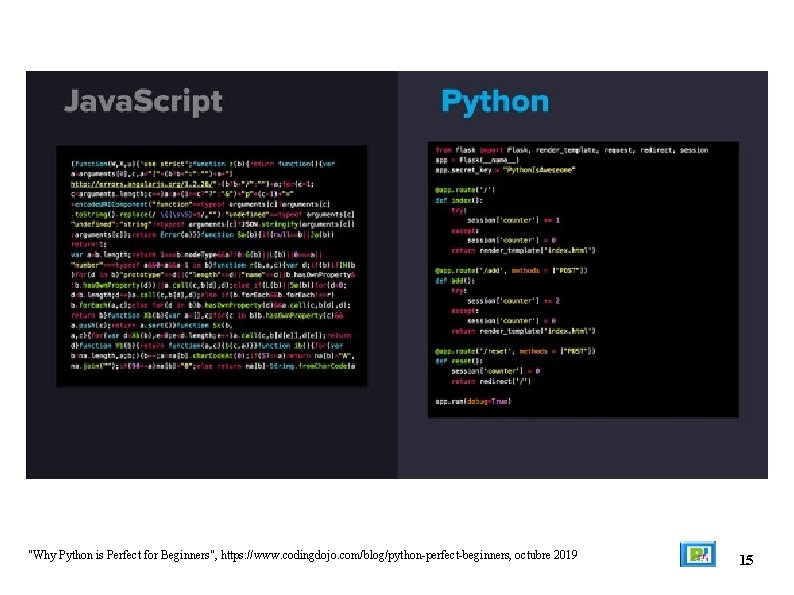 "Why Python is Perfect for Beginners", https: //www. codingdojo. com/blog/python-perfect-beginners, octubre 2019 15 