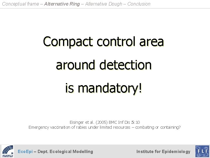 Conceptual frame – Alternative Ring – Alternative Dough – Conclusion Compact control area around