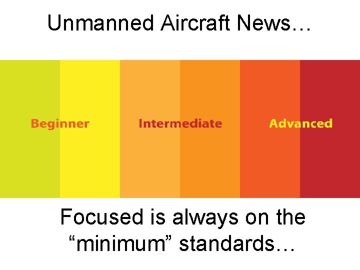 Unmanned Aircraft News… Focused is always on the “minimum” standards… 