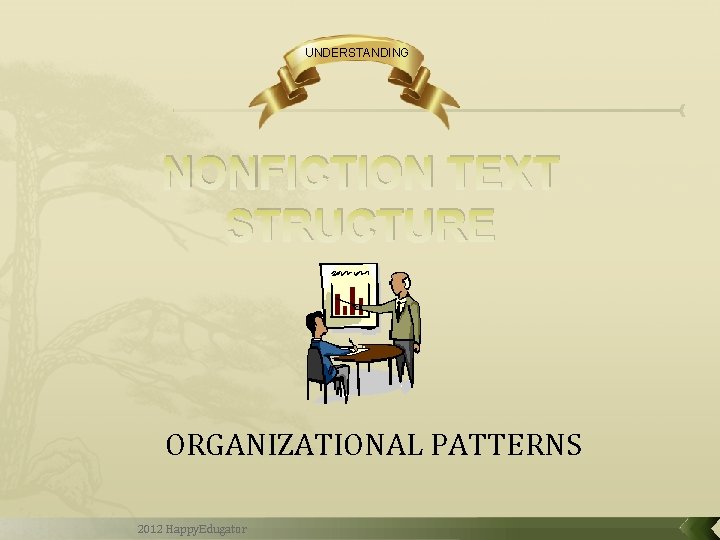 UNDERSTANDING NONFICTION TEXT STRUCTURE ORGANIZATIONAL PATTERNS 2012 Happy. Edugator 