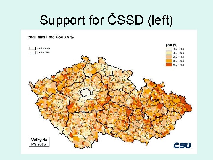 Support for ČSSD (left) 