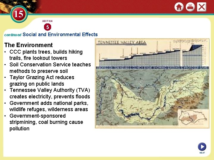 SECTION 5 continued Social and Environmental Effects The Environment • CCC plants trees, builds