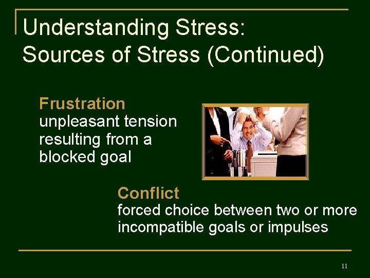 Understanding Stress: Sources of Stress (Continued) Frustration unpleasant tension resulting from a blocked goal