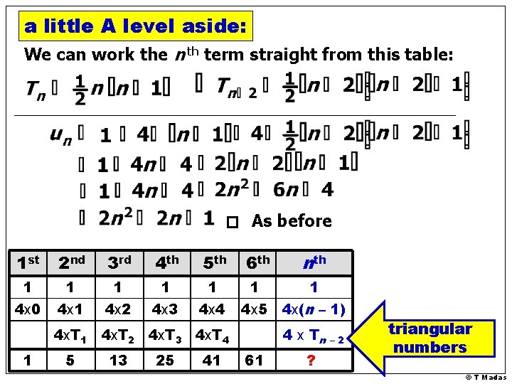 a little A level aside: We can work the n th term straight from