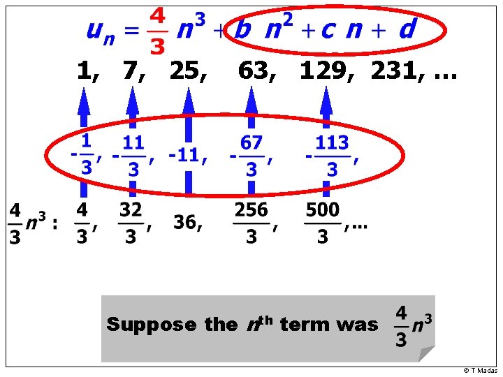 1, 7, 25, 63, 129, 231, … Suppose the nth term was © T