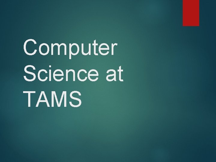 Computer Science at TAMS 