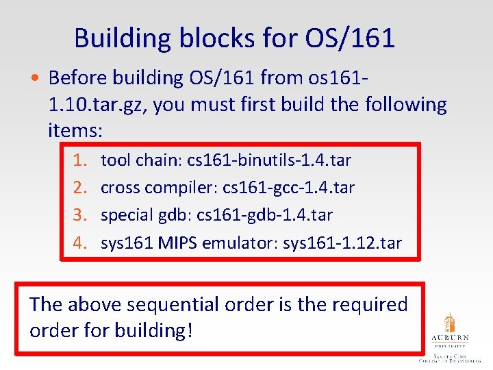 Building blocks for OS/161 • Before building OS/161 from os 1611. 10. tar. gz,