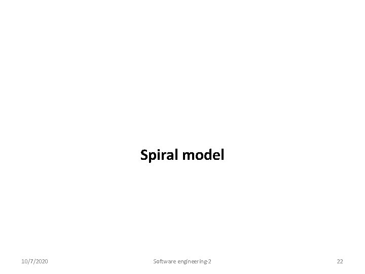 Spiral model 10/7/2020 Software engineering-2 22 