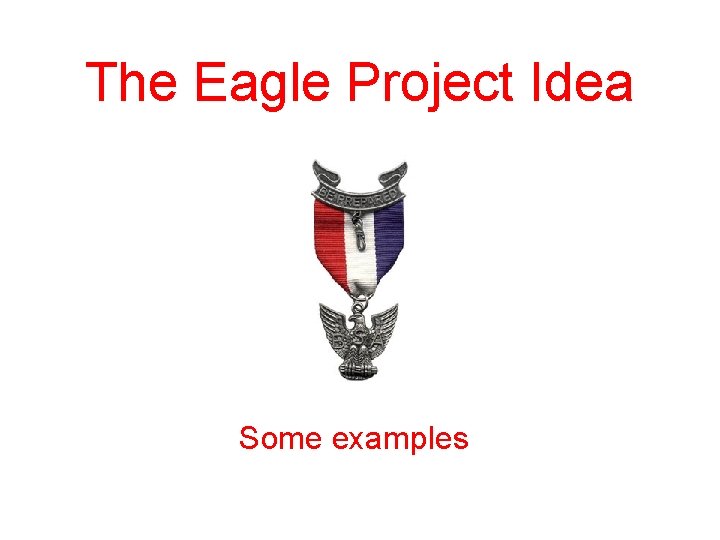 The Eagle Project Idea Some examples 