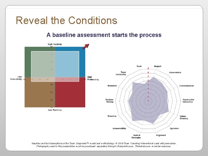 Reveal the Conditions Graphics and text descriptions of the Team Diagnostic™ model and methodology