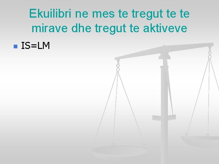 Ekuilibri ne mes te tregut te te mirave dhe tregut te aktiveve n IS=LM