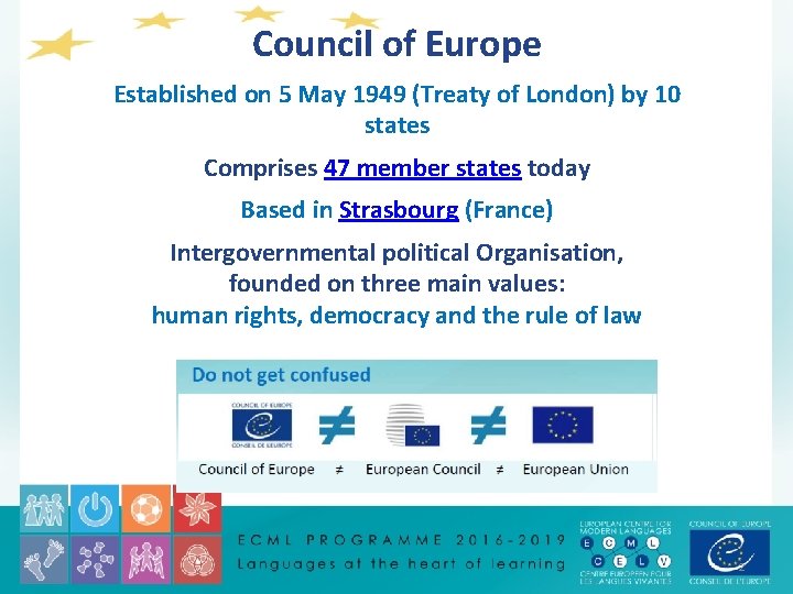 47 MEMBER STATES Council of Europe 820 MILLION EUROPEANS Established on 5 May 1949