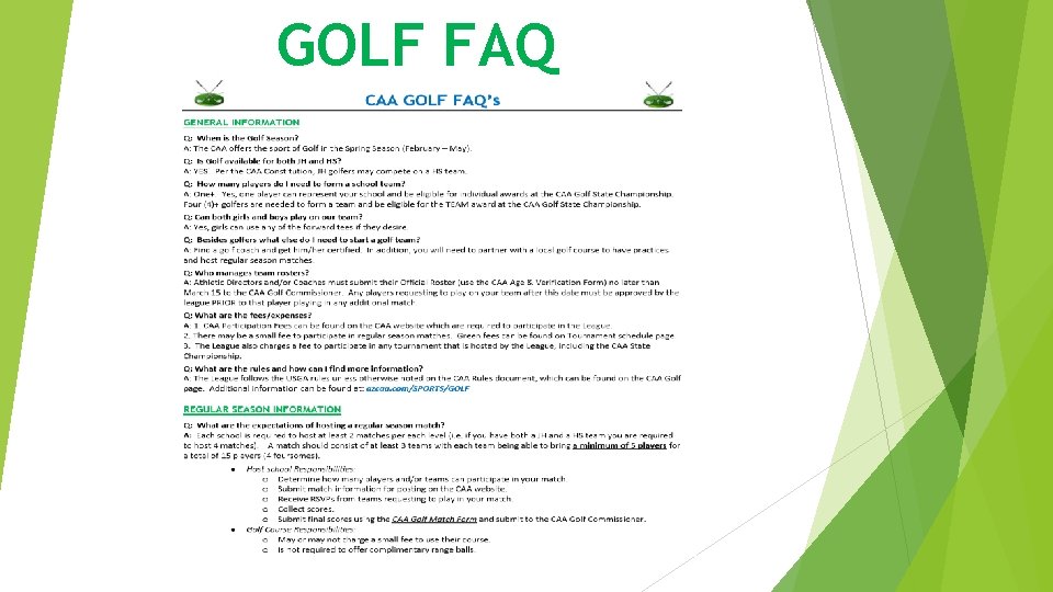 GOLF FAQ 