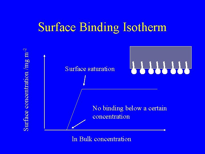 Surface concentration /mg m-2 Surface Binding Isotherm Surface saturation No binding below a certain