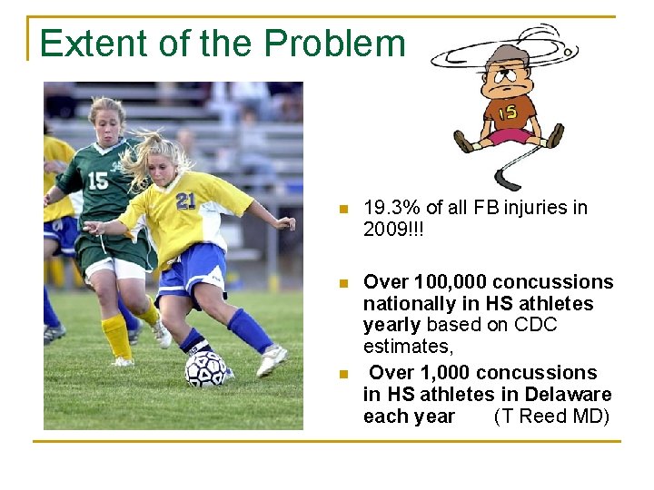 Extent of the Problem n 19. 3% of all FB injuries in 2009!!! n