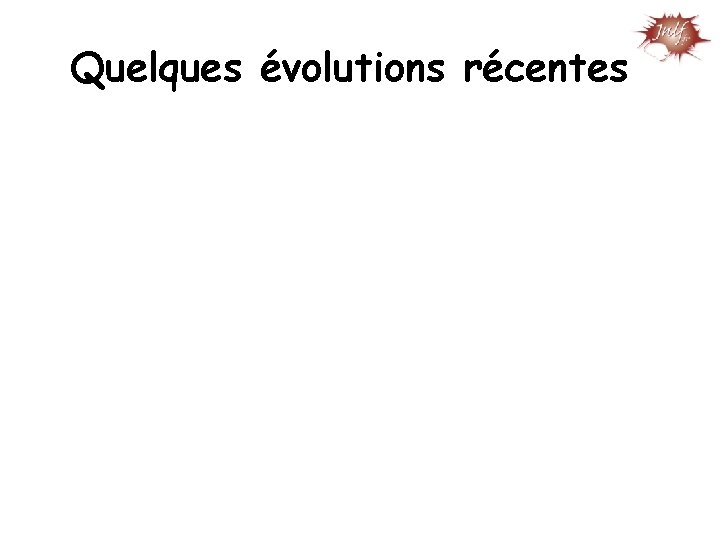 Quelques évolutions récentes 