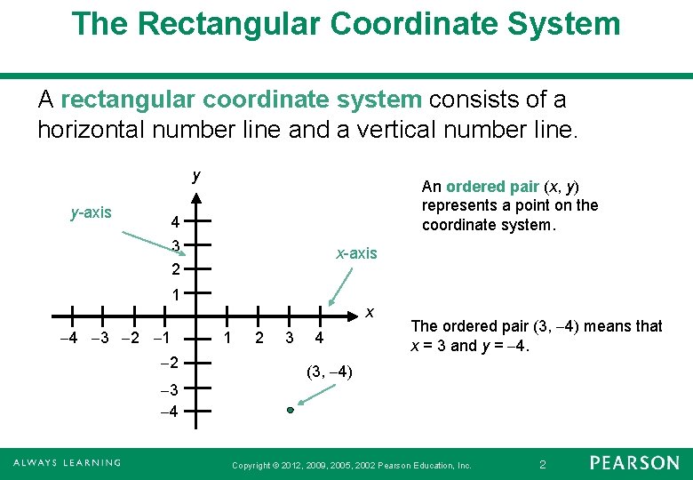 Section 3 1 The Rectangular Coordinate System Copyright
