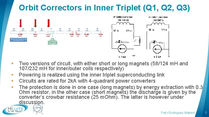Orbit Correctors in Inner Triplet (Q 1, Q 2, Q 3) § § Two Orbit Correctors in Inner Triplet (Q 1, Q 2, Q 3) § § Two