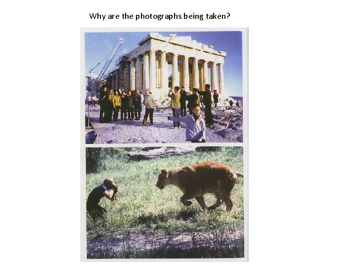 Why are the photographs being taken? Why are the photographs being taken?
