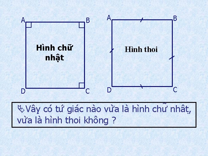 A B A Hình chữ nhật D B Hình thoi C D C Vâ