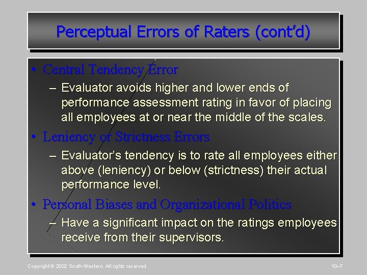 Perpectual Error Model PERFORMANCE MANAGEMENT AND FEEDBACK Power Point Presentation by