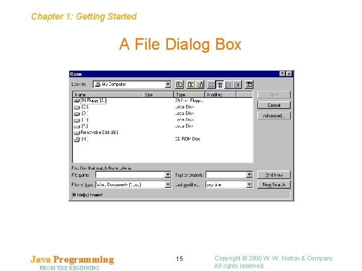 Chapter 1: Getting Started A File Dialog Box Java Programming FROM THE BEGINNING 15