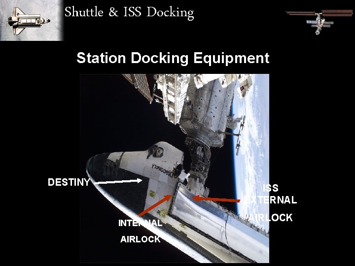 Shuttle & ISS Docking Station Docking Equipment DESTINY ISS EXTERNAL INTERNAL AIRLOCK 