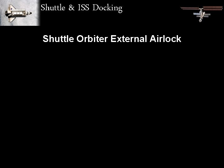 Shuttle & ISS Docking Shuttle Orbiter External Airlock TRUSS ORBITER EXTERNAL AIRLOCK is a