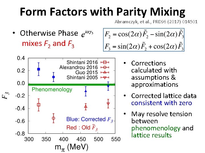 Form Factors with Parity Mixing Abramczyk, et al. , PRD 96 (2017) 014501 •