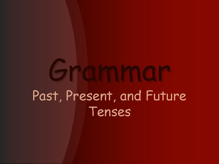 Grammar Past, Present, and Future Tenses 