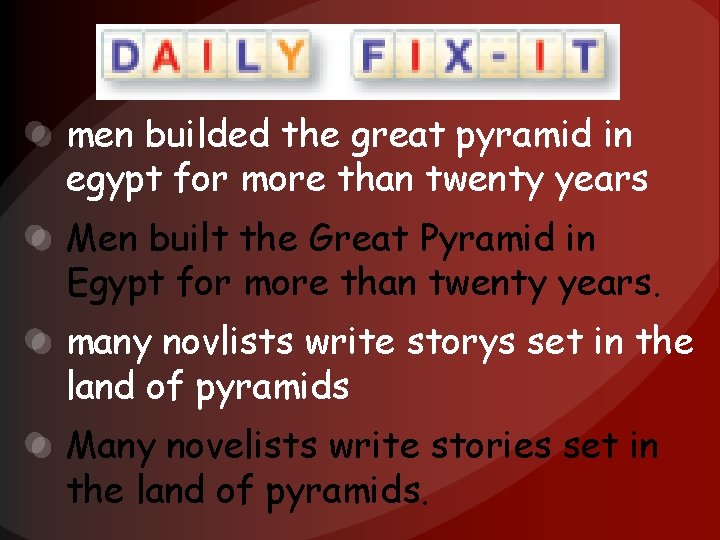 men builded the great pyramid in egypt for more than twenty years Men built