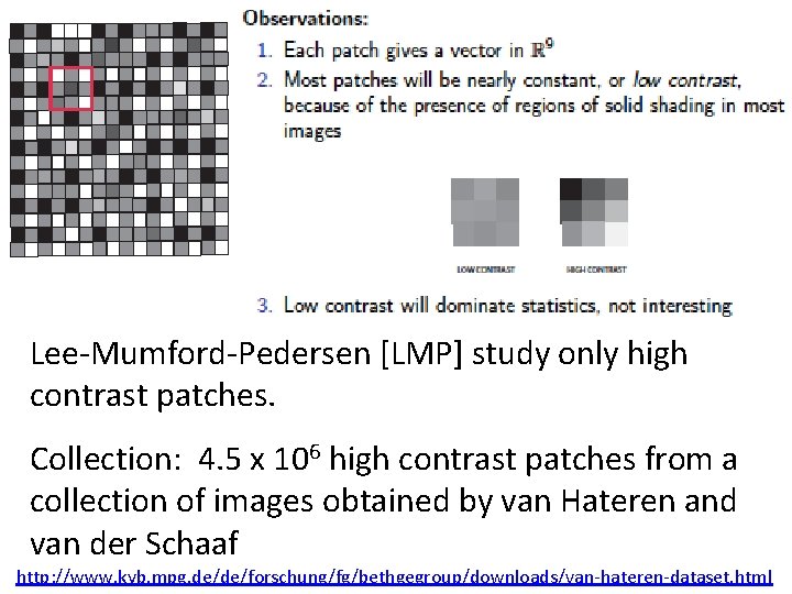 Lee-Mumford-Pedersen [LMP] study only high contrast patches. Collection: 4. 5 x 106 high contrast