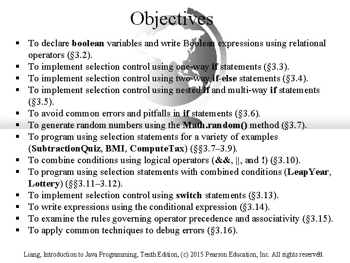 Chapter 3 Selections Liang Introduction to Java Programming