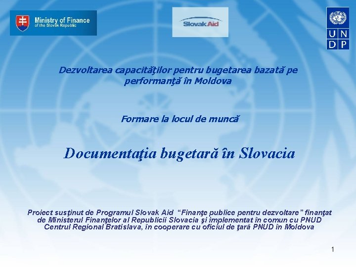 Dezvoltarea capacităţilor pentru bugetarea bazată pe performanţă în Moldova Formare la locul de muncă