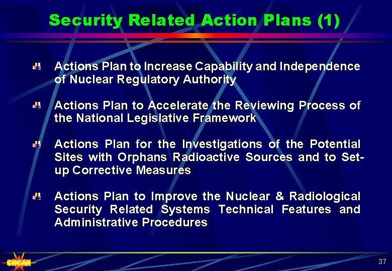 Security Related Action Plans (1) Actions Plan to Increase Capability and Independence of Nuclear