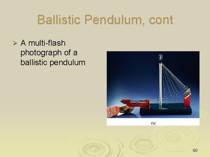 Ballistic Pendulum, cont Ø A multi-flash photograph of a ballistic pendulum 60 