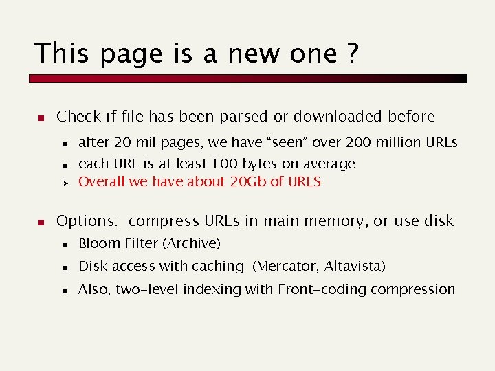 This page is a new one ? n Check if file has been parsed