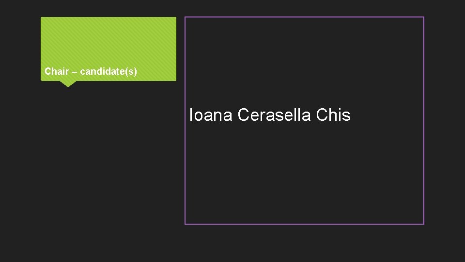 Chair – candidate(s) Ioana Cerasella Chis 