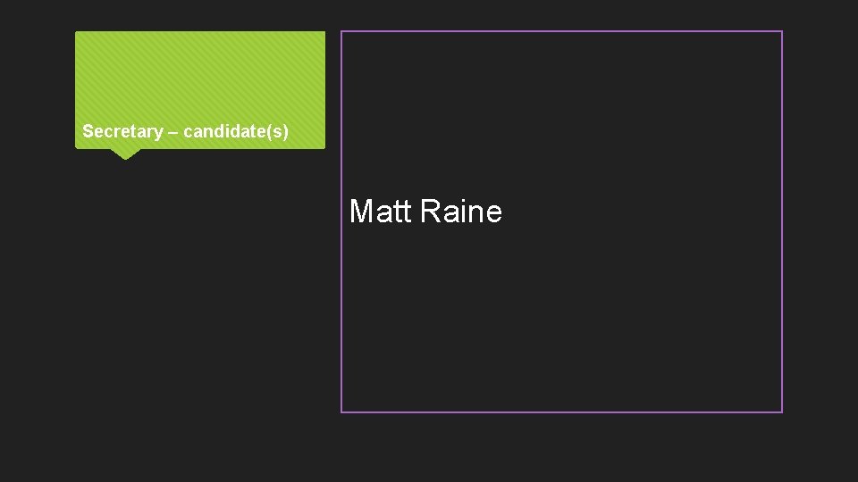Secretary – candidate(s) Matt Raine 