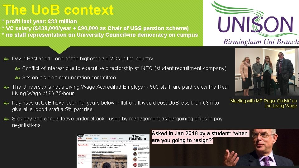 The Uo. B context * profit last year: £ 83 million * VC salary