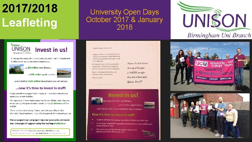 2017/2018 Leafleting University Open Days October 2017 & January 2018 