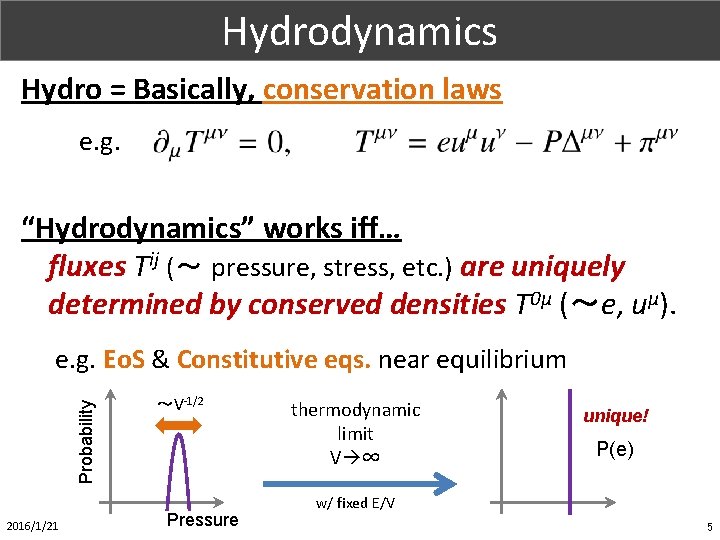 Hydrodynamics Part. X (1/1) Hydro = Basically, conservation laws e. g. “Hydrodynamics” works iff…