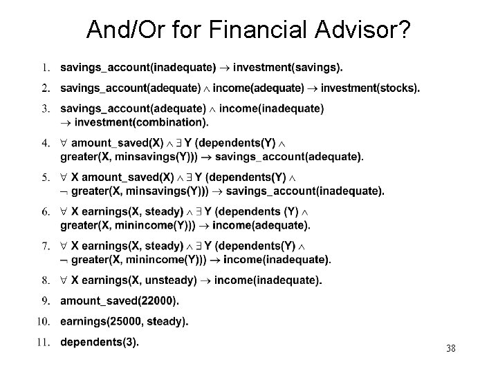 And/Or for Financial Advisor? 38 